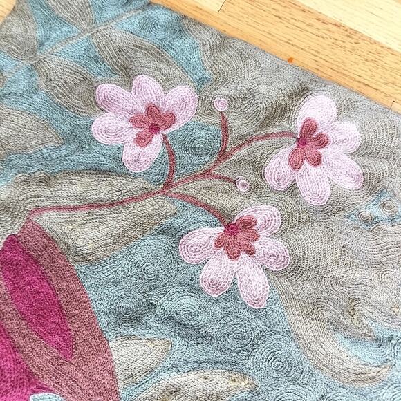 Anthropologie Wool Embroidered Rug 3x5 Floral Boho Carpet - Picture 8 of 10